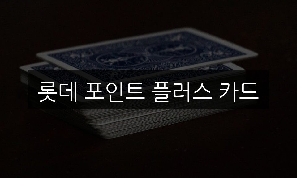 롯데 포인트 플러스 카드, 혜택과 사용법 완벽 정리